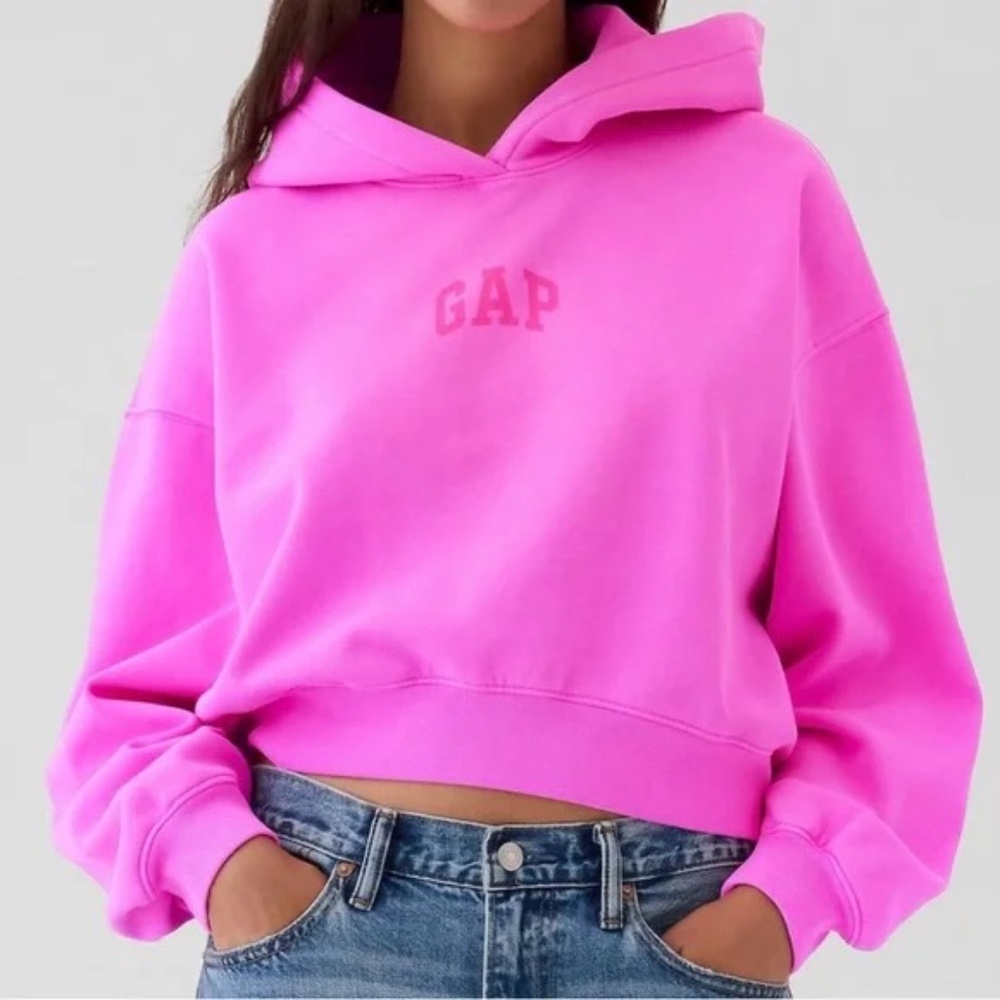 NEW GAP Vintage Soft Hoodie Neon Pink Pullover MEDIUM Rtl $70
